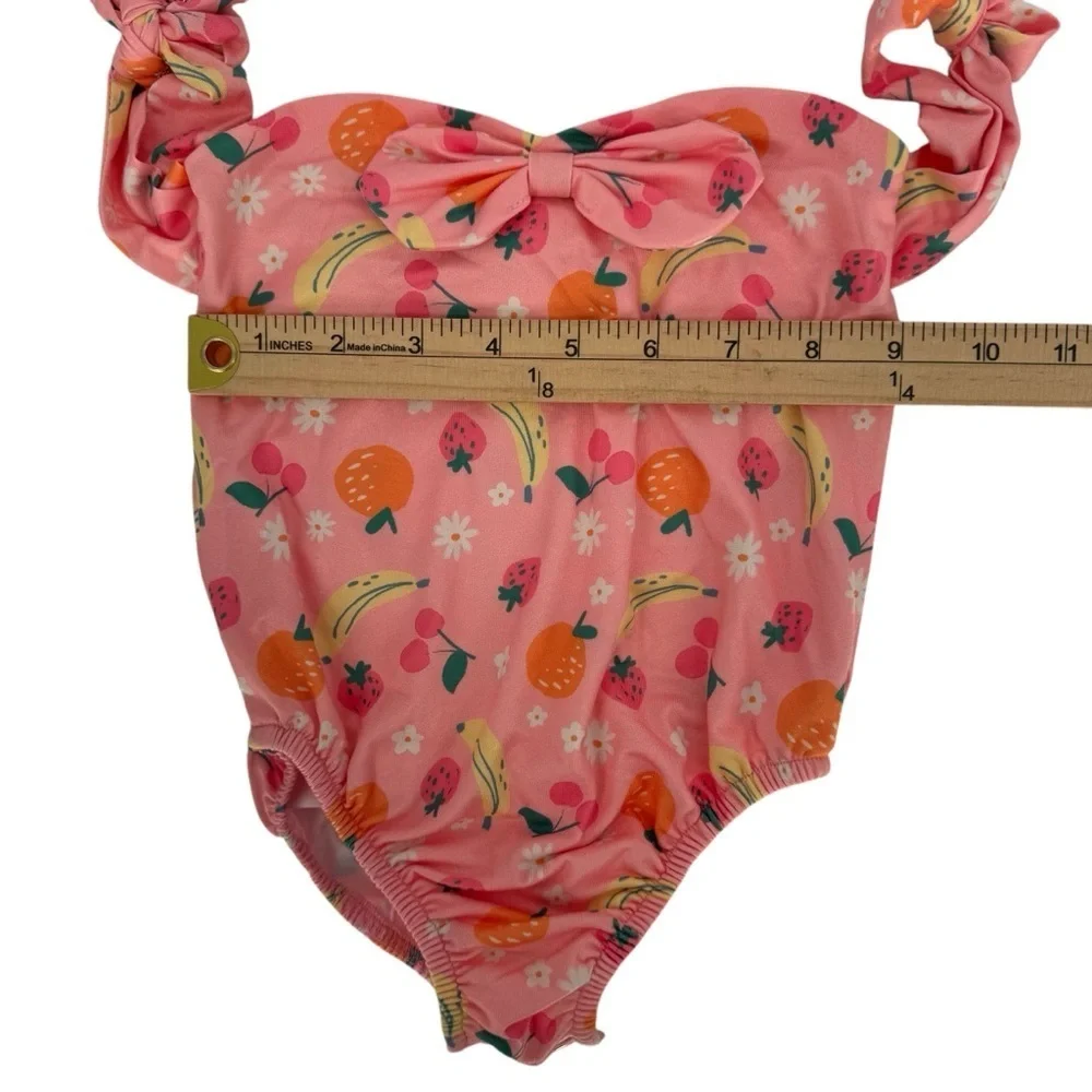NWT Bailey’s Blossoms Girly Snap Bottom Pink Fruit Swimsuit One Piece Size 3T